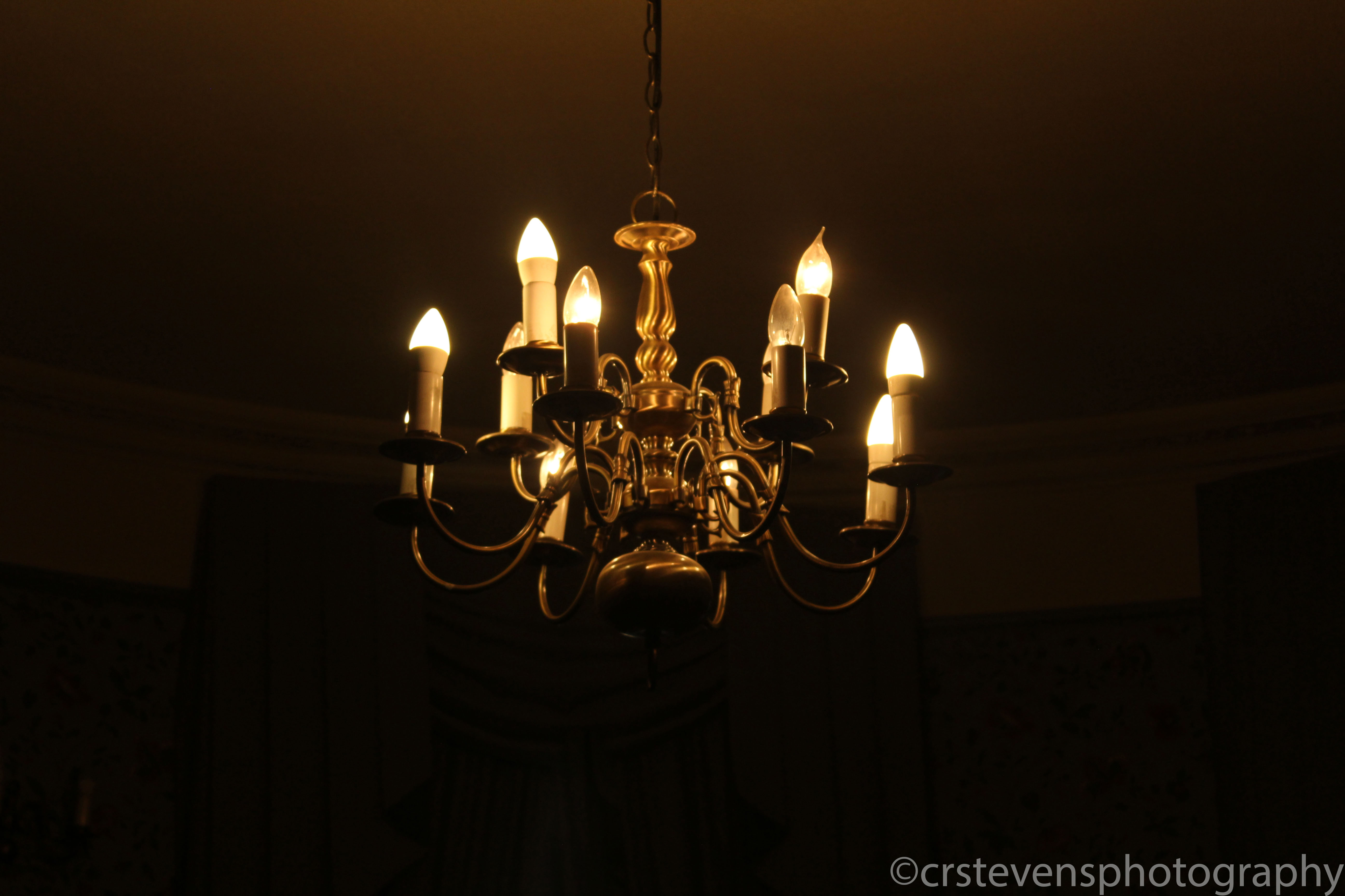a bright chandelier
